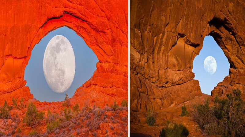 Unveiling the Enigmatic Moon Eye: Exploring the Cosmic Illusion Within a Desert Rock Arch