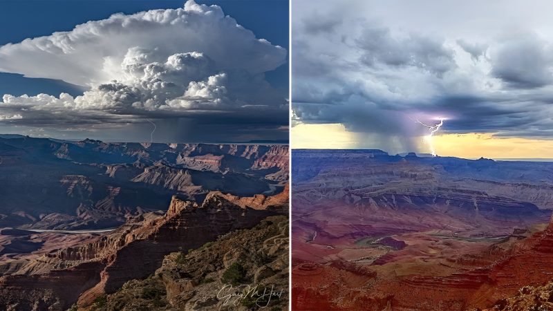 A storm rolling towards the Grand Canyon in the Grand Canyon National Park, Arizona